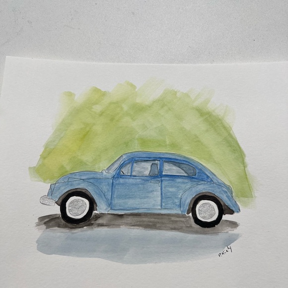 Watercolor painting of 1960’s VW BEETLE - Picture 2 of 3